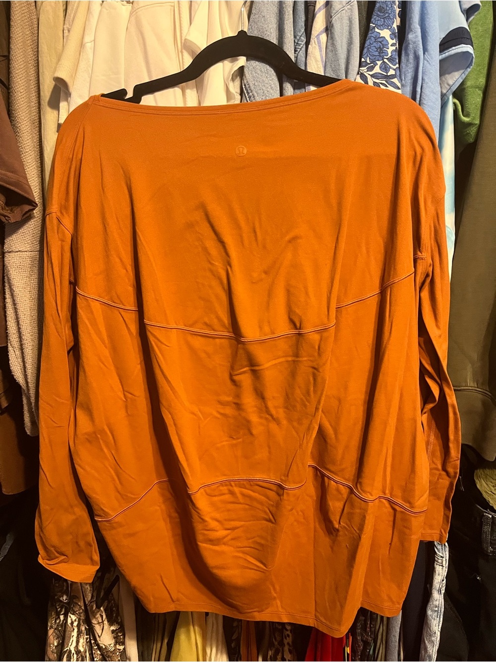 Lululemon Burnt Orange Long Sleeve High Low Yoga Top Relaxed Fit - Picture 3 of 4